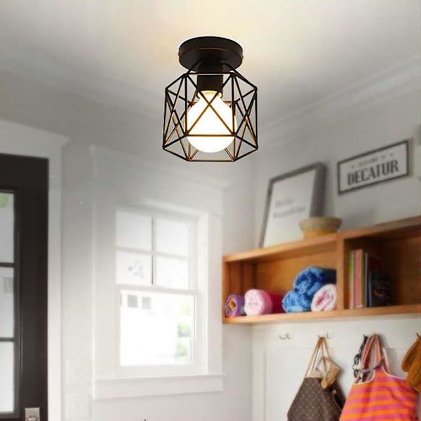Mordely Industrial Antique Embedded Ceiling Light Retro Black Metal Light Stand Creative Light Cafe Hotel