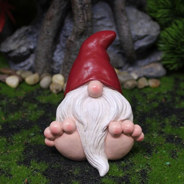 Mordely Miniatyr Gnome Figurines Big Feet Dwarfs Staty GUL yellow