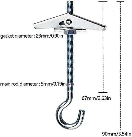 Bolt Wings Hook, Swag Ceiling Hooks, 15 M5/90mm Ceiling Hook Ceiling Mount Hook Toggle Springs Wing Bolts Ceiling Hooks For Ceiling Plants Wall Home