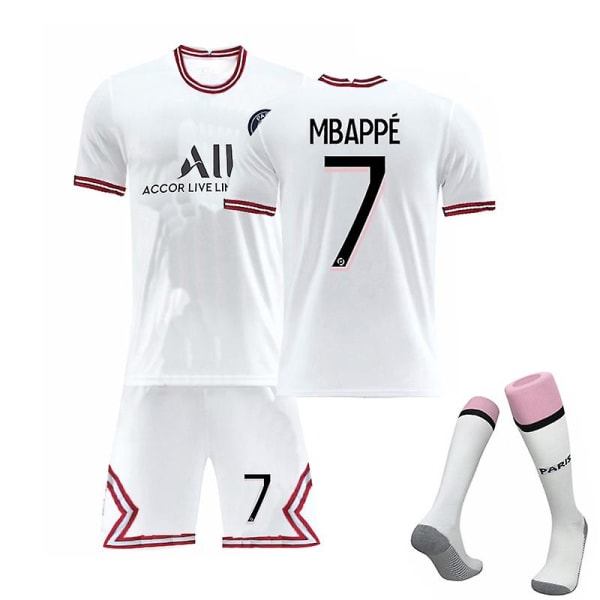 Mordely Ny Paris fotbollströja Four Away tröja 2021-2022 No.7 Mbappe 18 (100-110cm)