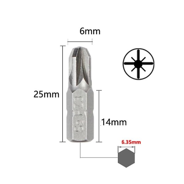 2023 10 Pcs Electric Screwdriver Short Bits Strong Magnetic Screwdriver Bits - Star Pz3