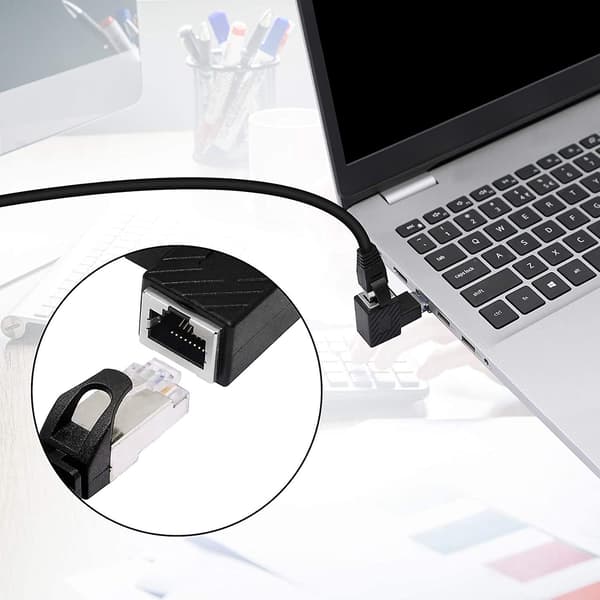 Mordely Up Angled Ethernet Adapter, 90 Degree Rj45 Ethernet Network Connector, Suitable For Computers, Laptops, 2 Pcs (up)