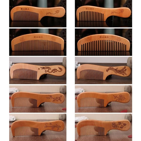 Mordely 2st Peach Wood Comb Fine Tooth Comb 9