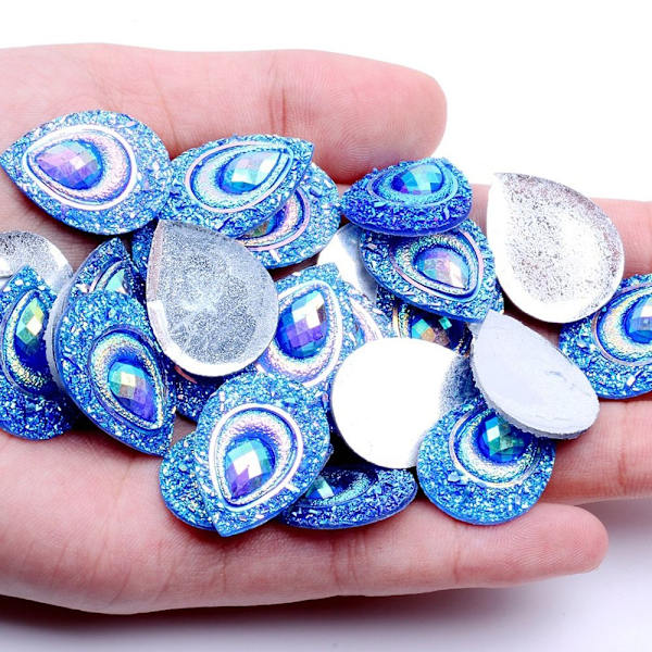 Mordely 20g 18*25mm Glitter Water-droppe Rhinestone Flatback Applique dark blue