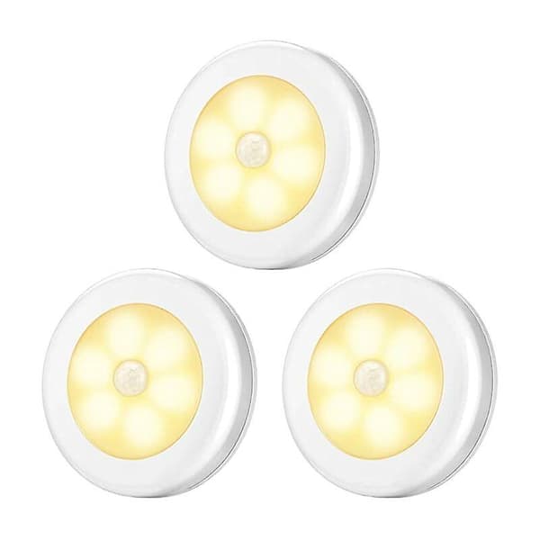 2023 Night Light With Motion Sensor, Motion Light With Battery, Auto On/off, Led Sensor Light, Cabinet Lights, For Hallway, Bedroom (warm White-3pcs)