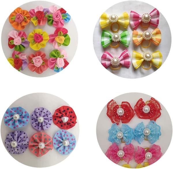Mordely 50st/Pack Hundhårrosetter Par Strasspärlor Flo