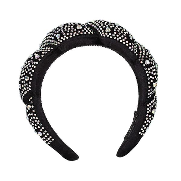 Mordely Rhinestone Sponge Pannband Flätade Hårband GRÅ Grey