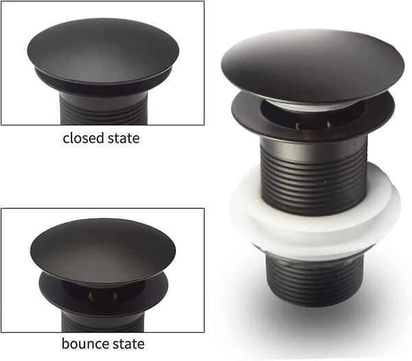 Universal Drain Plug Without Overflow - For Bathtub, Shower, Sink, Washbasin - Black