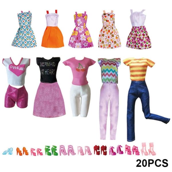 Mordely 20/30/32PCS Random Doll Accessoarer Kläder Skor 20PCS
