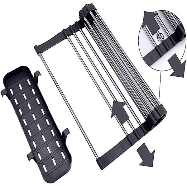 Mordely Dish Rack Extendable Drying Rack, Roll Up Dish Drying Rack With Cutlery Holder, Multifunction Kitchen Sink Draining Drying Rack