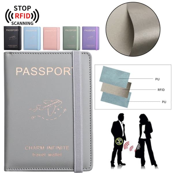 Mordely RFID Passport Cove Passport Protector GRÅ Grey