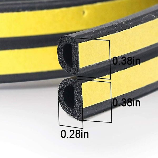 D-profile Gasket Strip, Door And Window Caulk With Strong Adherence, Noise Insulation And Weather Protection, 6 Meters (black)