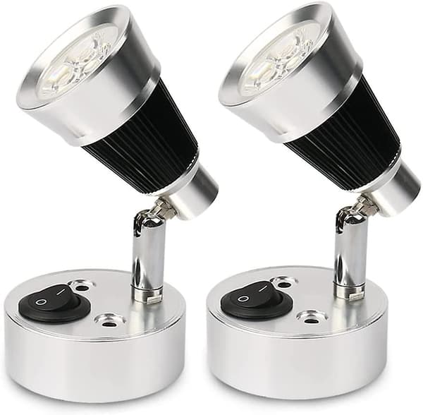 Mordely 12v Led Spot Wall Reading Light, 2 Pcs Auto Led Light Adjustable Switch Interior E Van Light For Rv, , E, Boat, Yacht