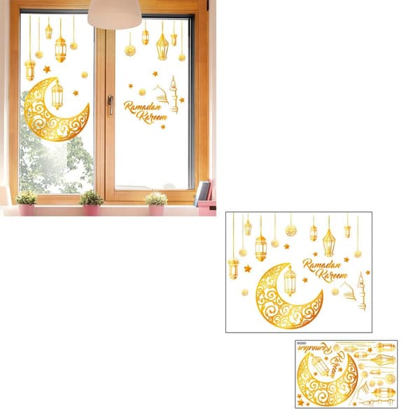 Mordely Eid Mubarak Fönsterdekaler Väggdekaler Ramadan Decor