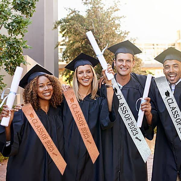 2023 Graduation Sash Graduated Satin SILVER silver