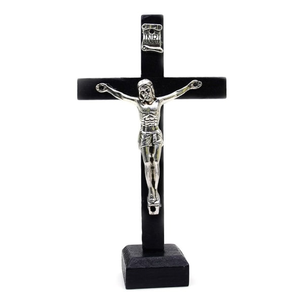 Kors Bordsskiva Dekor Crucifix Jesus Staty SVART Black
