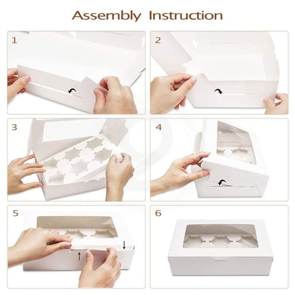 Mordely Papperspresentförpackning Cupcake Box Fodral 6 HÅL 6 holes
