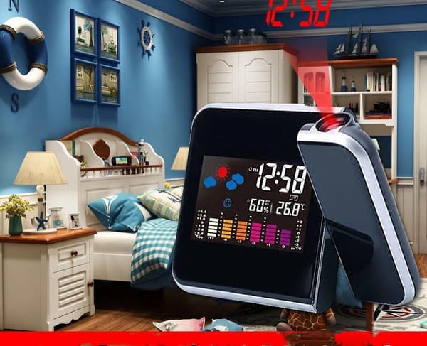 Projection Digital Alarm Clock For Bedroom, Large Led Alarm Clock Projection On Ceiling Wall, 350projector,usb Charger,for Heavy Sleeper Kid Eld