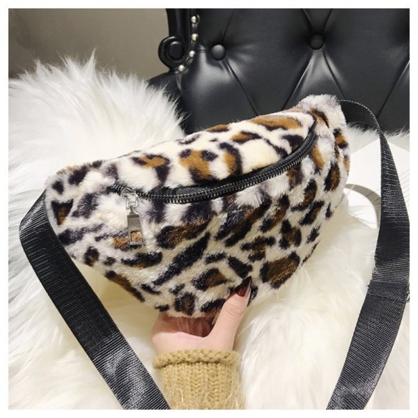 Plysch midjeväska Leopard Crossbody-väskor B