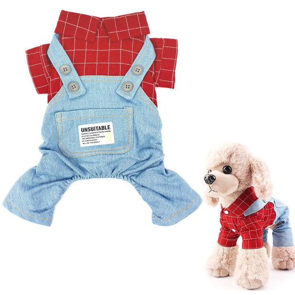 Mordely Dog Clothes Washed Jeans Suspenders Shirt Pet Summer Thin Clothes