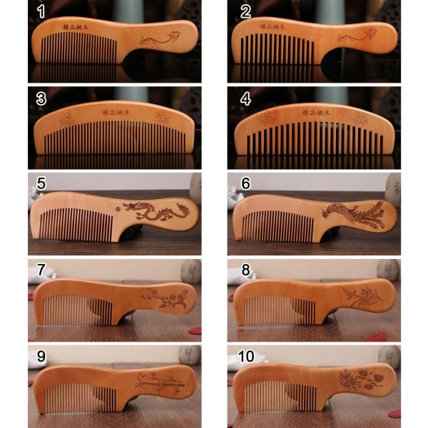 Mordely 2 st Peach Wood Comb Fine Tooth Comb 4