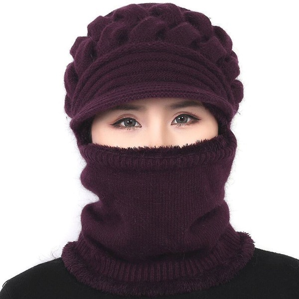 Mordely Winter Balaclava Hat Ski Mask Windproof Fleece Adjustable Super Warm Scarf Hat For For Mom Mother&#39;'s Day Gift Deep Purple