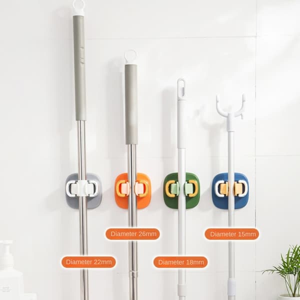 Mordely 4 ST Kvasthållare Mopp Gripper Rack Organizer Rack 4 PCS