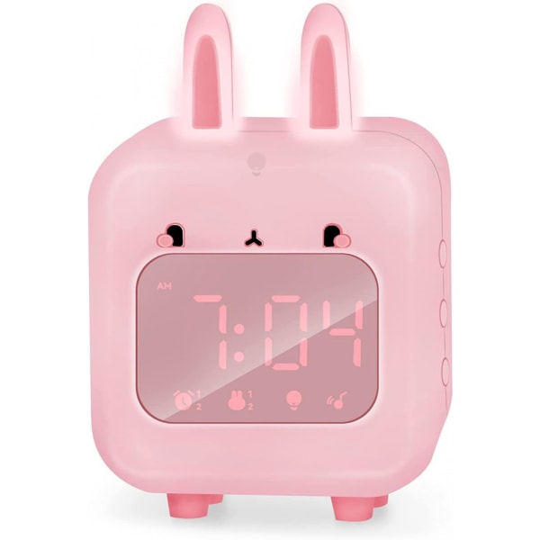 2023 Kids Alarm Clock For Girls With Rabbit, Digital Clock For Boys Bedroom, Cute Bedside Clock With Self-customized Ringtones And Play Music