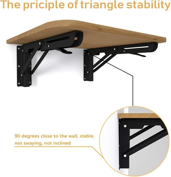 2 Pieces Folding Bracket 250mm, Heavy Duty Stainless Steel Folding Shelf Hinge Wall Mount Space Saving Diy Triangle Bracket For Bench Table Bookcase F