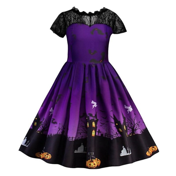 Girls Cosplay Witch Print Dress Color1 120cm