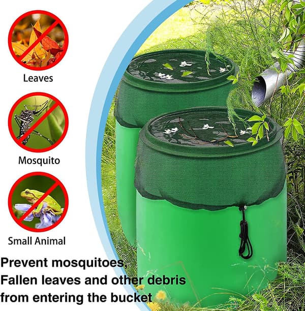 2023 Rain Barrel Net 2pcs Adjustable Rain Barrel Protection Mesh Rain Barrel Covers With Adjustable Drawstring Suitable For Outdoor Use