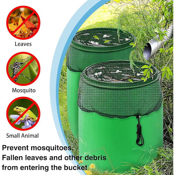 Rain Barrel Net 2pcs Adjustable Rain Barrel Protection Mesh Rain Barrel Covers With Adjustable Drawstring Suitable For Outdoor Use