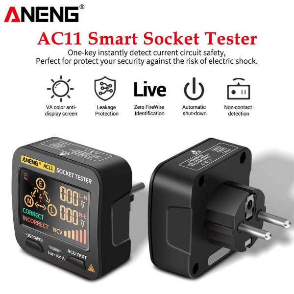 Mordely ANENG AC11 Digital Smart Socket Tester Spänningstest