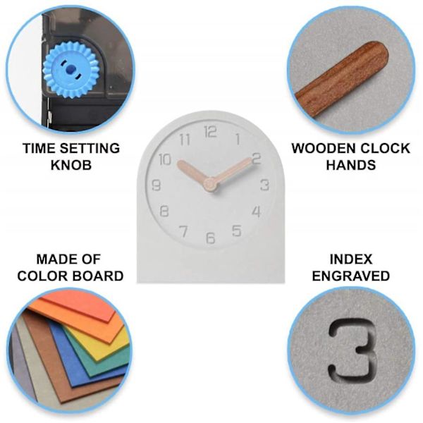 2023 Wooden Silent Non-ticking Battery Operated Decorative Small Mini Analog Modern Shelf Desk Table Mantel Clock For Home, Office, (gray)