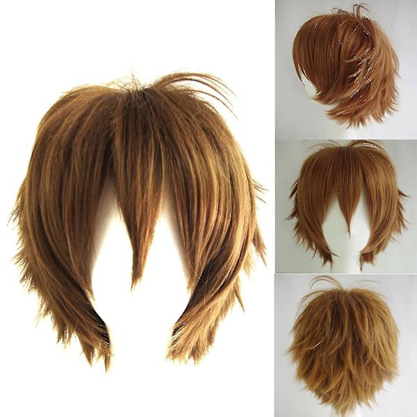 Mordely Peruk Short Style Justerbar Högtemperatur Fiber Herr Anime Cosplay Ha Dark Brown