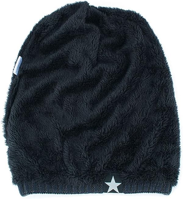 Mordely Vinter varm mössa med vävt mönster mjukt fleecefoder Unisex black