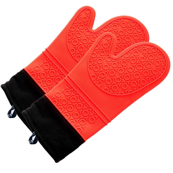 Mordely Halkfria ugnsvantar Matlagningssilikonhandskar Red A pair-A pair