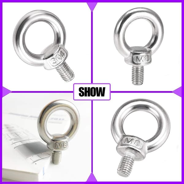 Mordely Lifting Accessory, 10 Pack M8 Stainless Steel 304 Eye Bolts - Lifting Ring