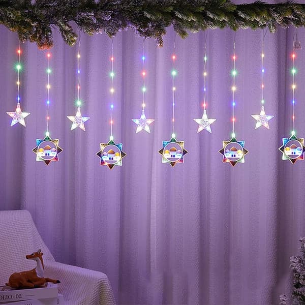 Mordely Eid Mubarak Dekoration Star Moon Led Gardin Garland String
