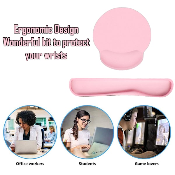 Mordely Musmatta med handledsstöd, Memory Foam tangentbordsdyna pink
