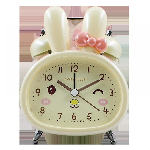 Mordely Student Alarm Clock Cartoon Little Rabbit Mute Cartoon Metal Outer Ring Alarm Clock Bedside Table Decoration Alarm Clock -yellow