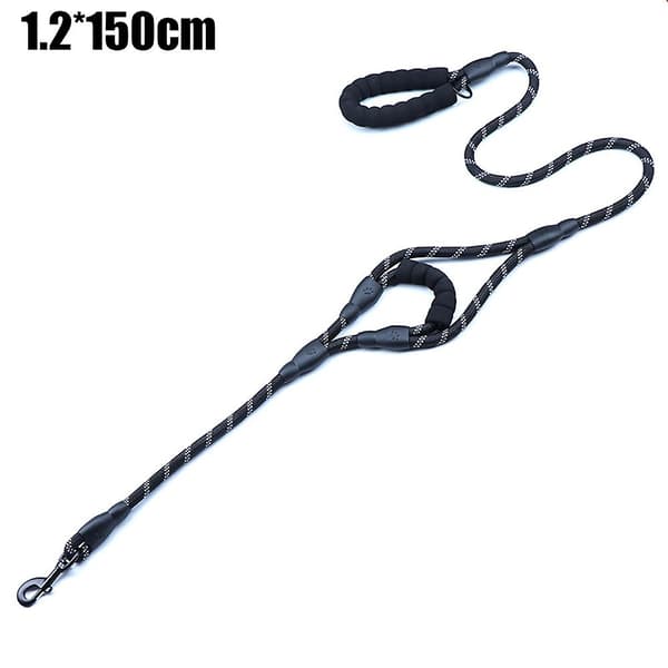 Dog Leash Traffic Padded Two Handles, Reflective Threads For Control Safety Training For Dogs