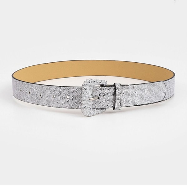 Mordely Glänsande paljetter Bältesnål Spänne Midjeband SILVER silver