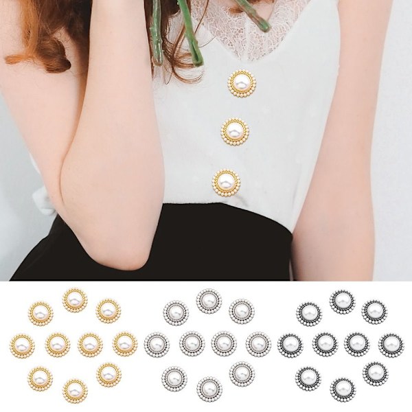 Mordely 10st Pearl Clothing Knappar Skjorta Knappar GULD 15MM10ST 10ST gold 15MM10pcs-10pcs