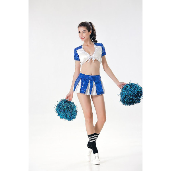 Women's Cheerleading Sports Uniform Cheerleader Costume Cosplay Dancewear Outfit Crop Top with Mini Pleated Skirt for Dancing XL