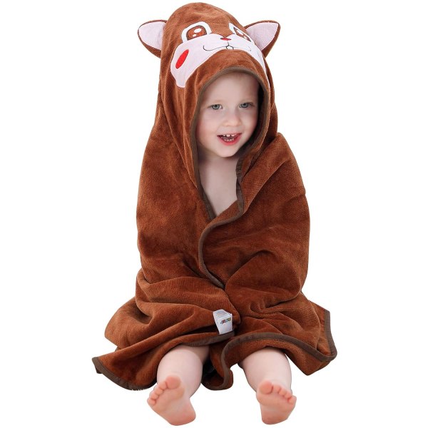 Mordely Unisex Baby Animal Hooded Bath Towel, Soft Cotton Beach Bath Robe for 0-6T, Brown