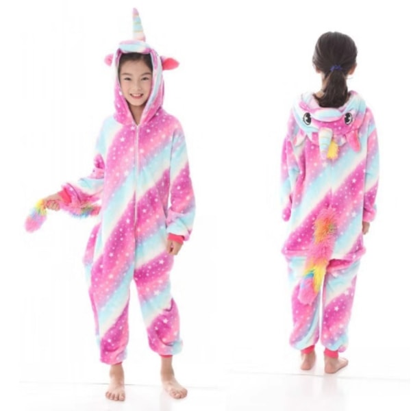 Mordely Fleece Barn Flickor Unicorn Cos Kostym Pyjamas Nattkläder Jumpsuit 120cm