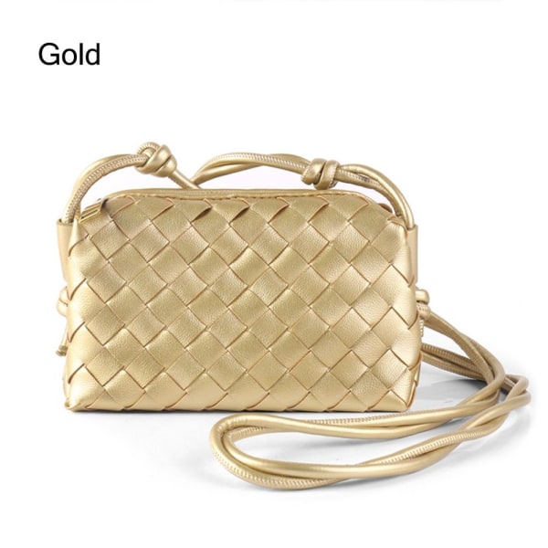 Mordely Crossbody-väska för kvinnor PU-flätad GULD Gold