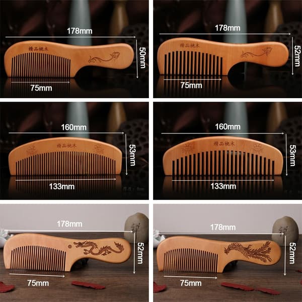 Mordely 2st Peach Wood Comb Fine Tooth Comb 7