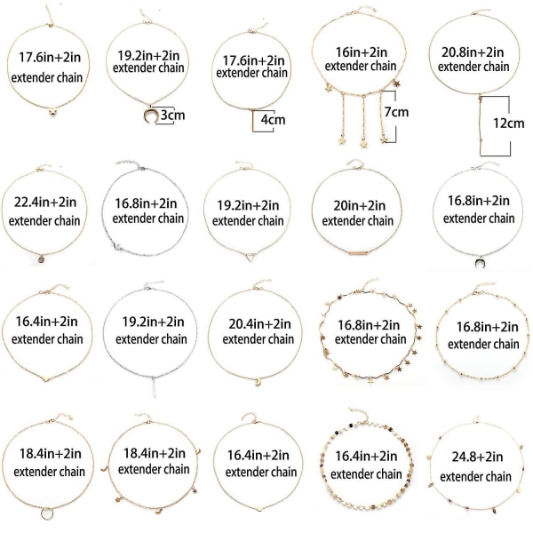 2023 20 Pcs Multiple Diy Layered Choker Necklace With Sexy Coin Moon Star Multilayer Choker Chain Y Necklaces Set For Girls Women